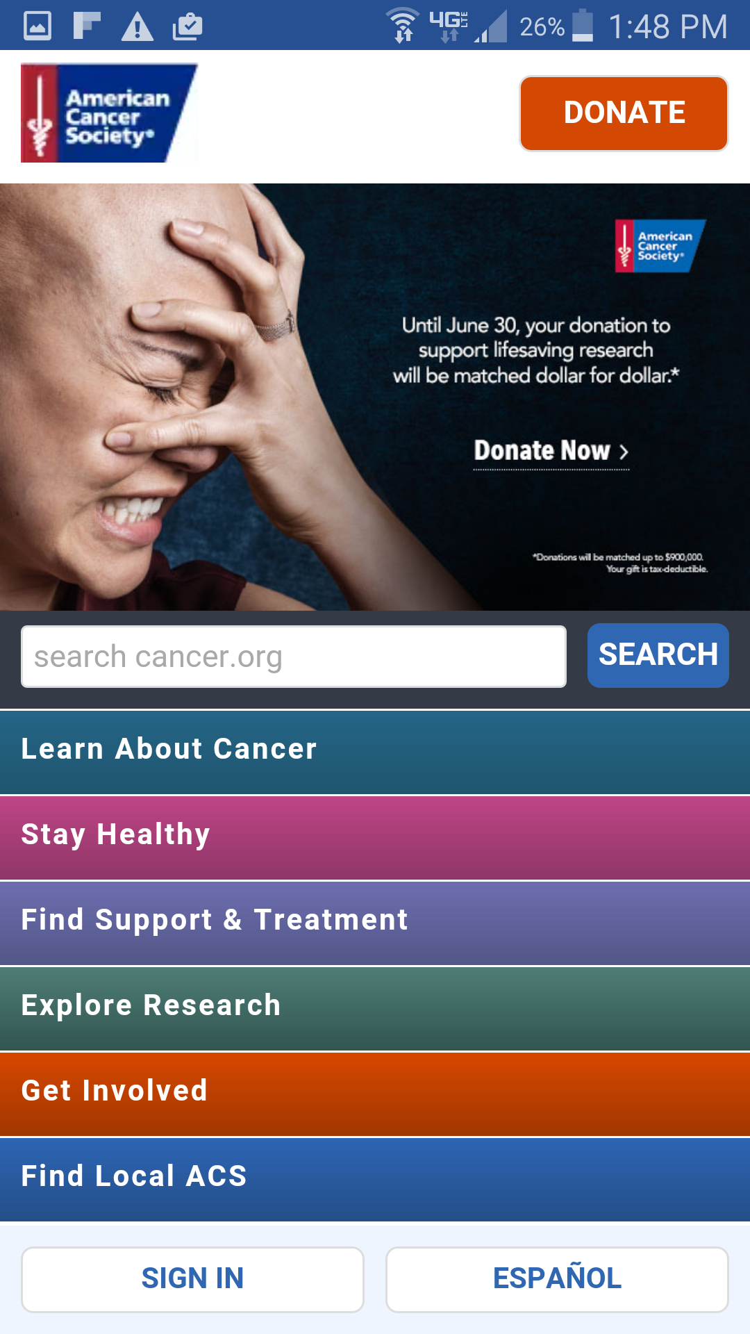 American Cancer Society Mobile Website