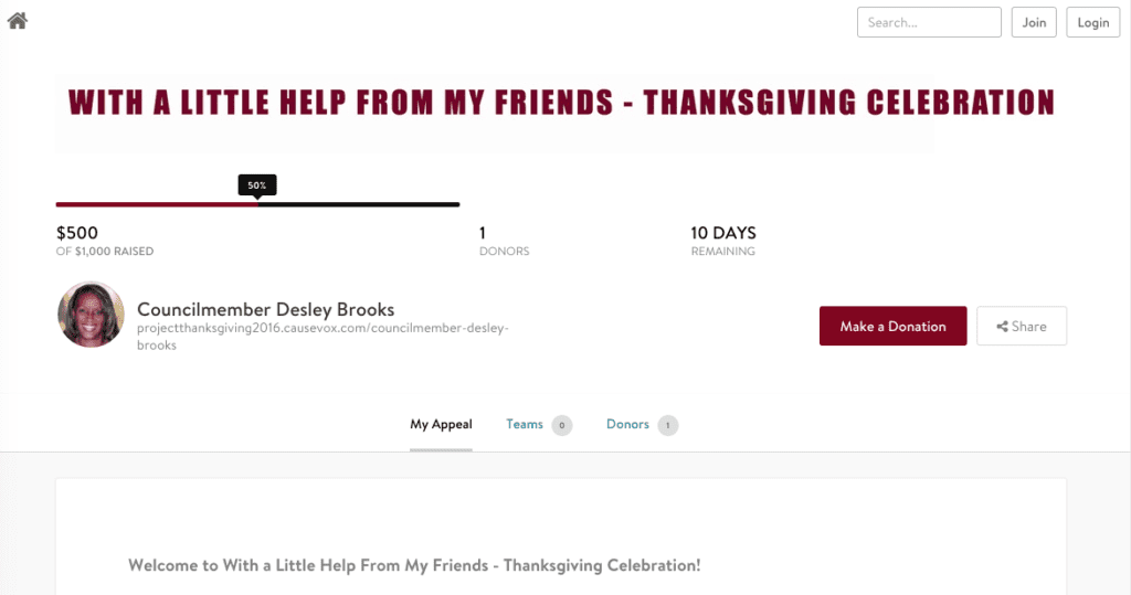 Desley Brooks’ Personal Fundraising Page for With A Little Help From My Friend’s Campaign