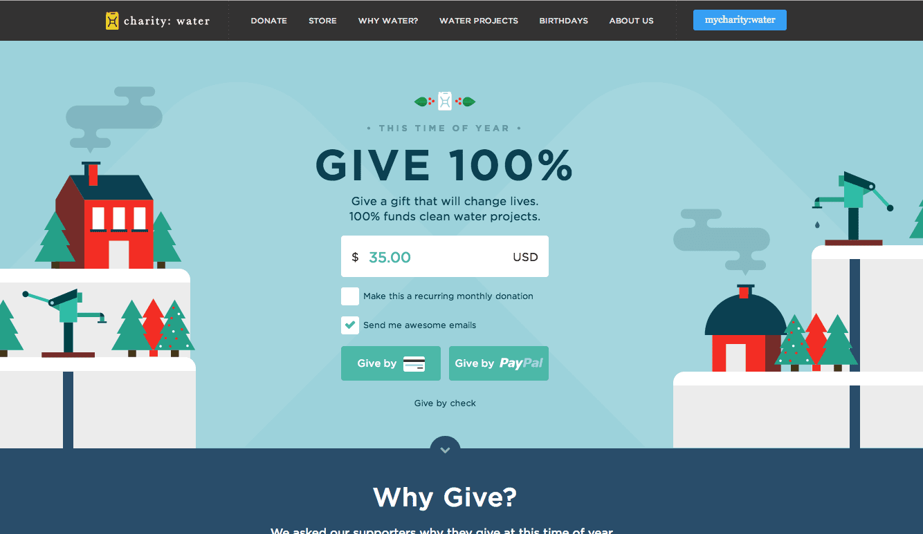 Charity: Water Year-End Fundraising Page