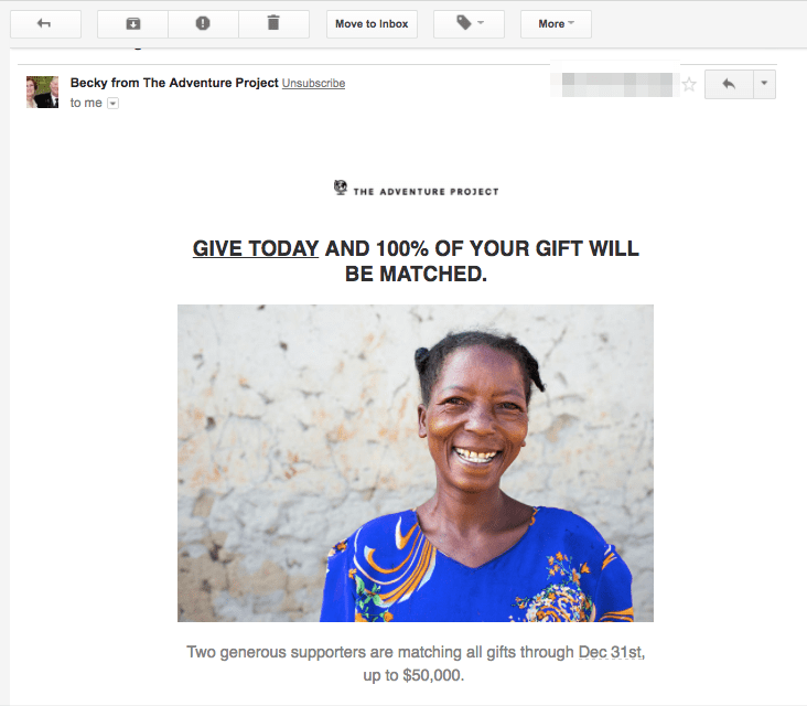 The Adventure Project year-end email