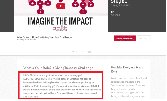 Matching or challenge gifts inspire donors.