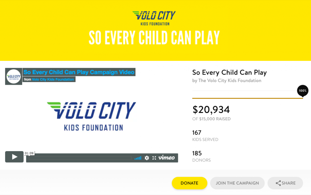 VoloCity Kids CauseVox Campaign