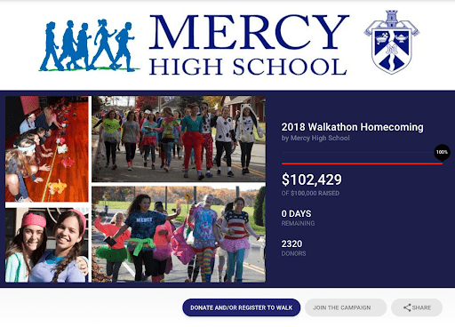 Mercy High School's fundraising campaign