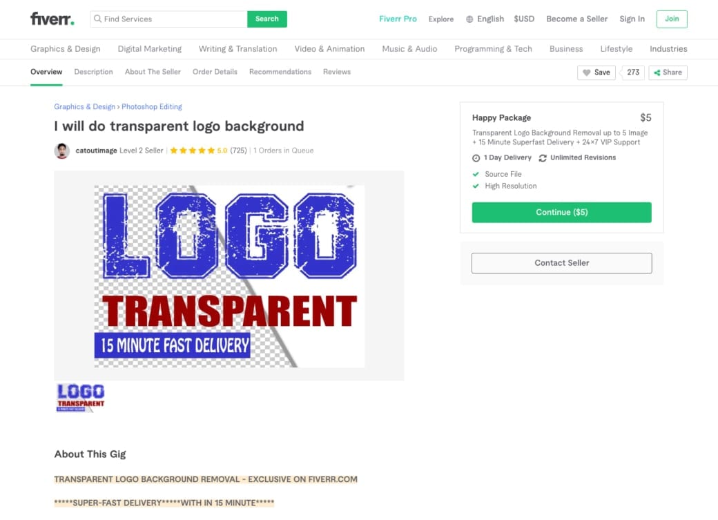 create a transparent background with Fiverr