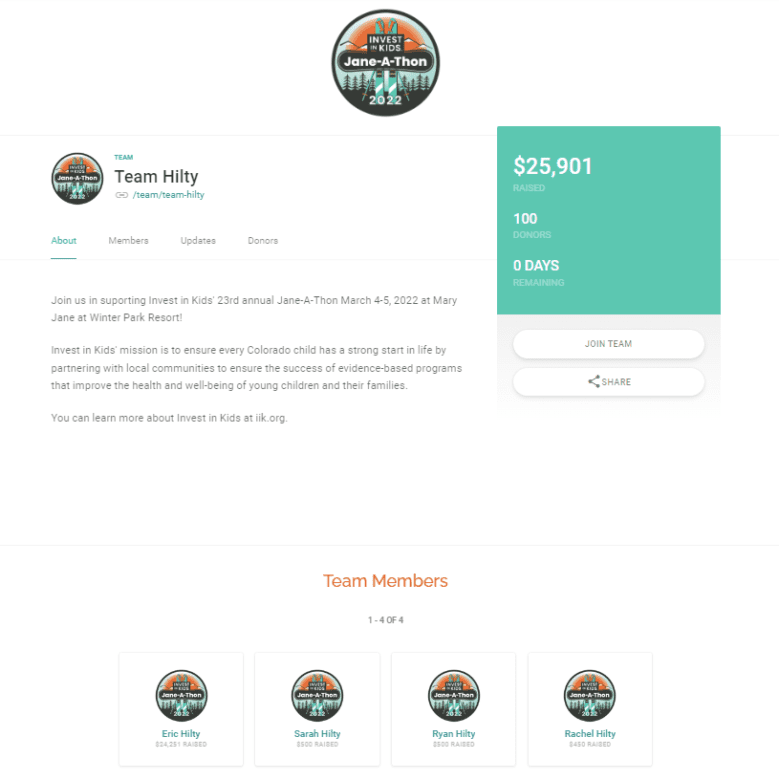 team-fundraising-page