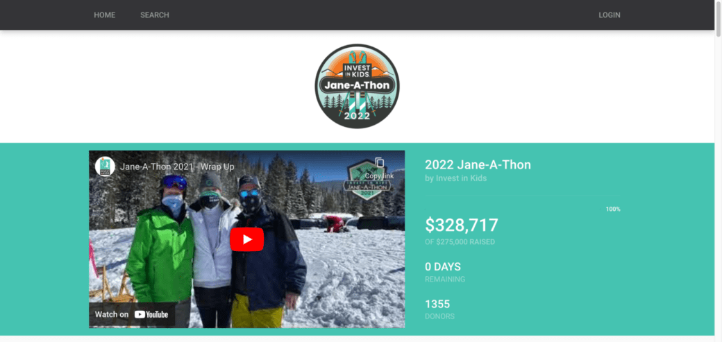 Screenshot of the 2022 Jane-a-Thon